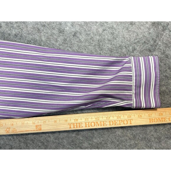 Chaps Purple White Striped Button Down Shirt Plus Sz 3X Cotton Womens Blouse Top - Picture 7 of 8